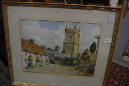 L R Davies, St Clement, Truro, watercolour together with an engraving and an oil on canvas depicting