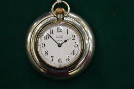 An Asprey silver pocket watch holder together with an Asprey silver plated pocket watch with