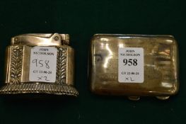 A silver cigarette case and a Ronson Diana table lighter.