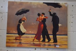 After Jack Vettriano, The singing butler, oil on canvas, unframed.