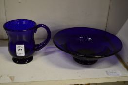 Thomas Webb, a Bristol blue tankard and similar bowl.