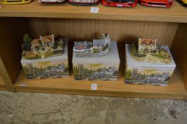 Three Fraser Creations models of buildings complete with original boxes.