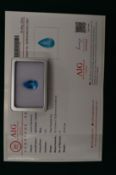 A natural blue pear shaped topaz, 23.4ct with certificate.