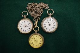 Three silver pocket watches.