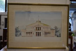 Study of a classical building, colour print.