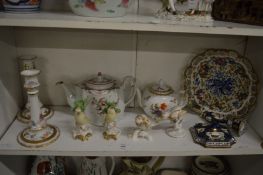 A quantity of 19th century and later decorative porcelain to include a Newhall teapot.
