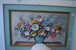 John Bailey, still life of flowers in a vase, oil on board.