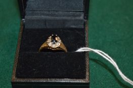 A gold, sapphire and diamond ring, size K.