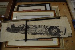 Various watercolours and prints.