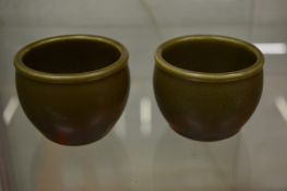 A pair of small Chinese tea dust glazed bowls.