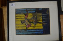 Costume design for a ballerina, watercolour and a study of a ballerina.