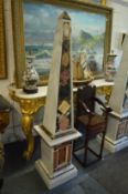 A good pair of specimen marble obelisks 6ft (182cm) high.