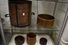 A good twin handled bushel measure and four other measures.