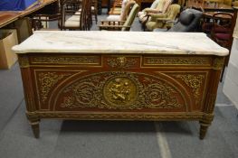 A good 20th century Louis XVIth style mahogany and ormolu commode after a model by Benemans &