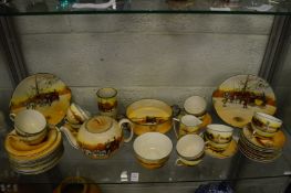 A good collection of Royal Doulton coaching theme china to include tea ware, bowls, vases etc.