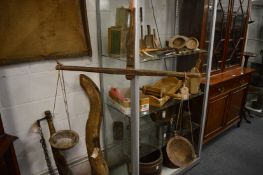 An early set of turned wood butter scales.