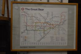 Simon Patterson, The Great Bear, an alternative map of the underground, framed and glazed.