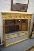 A good large modern gilt framed over-mantle mirror 157cm wide x 150cm high.