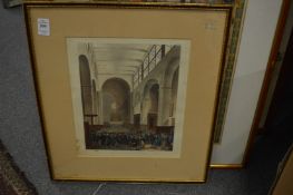 Three prints and a watercolour.