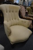 A Victorian button upholstered bedroom or nursing chair.