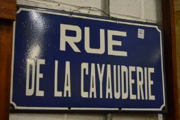 A French enamel street sign Rue De La Cayauderie.