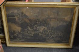 A large colour print depicting a battle scene and others similar.