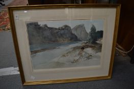 William Russell Flint, female semi-nude seated by a river, colour print and another after the same