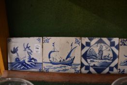 A good collection of fourteen delft tiles, various subjects.