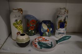 Decorative porcelain and pottery vases and jugs etc.