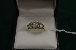 A 9ct gold and cubic zirconia ring, size S.