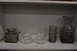 Five pieces of Dartington glass designed by Frank Thrower.