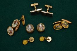Five pairs of cufflinks.