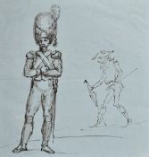 Early 19th Century, Study of a Soldier in Uniform, Ink, Unframed 7.75