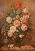 20th Century, a still life of mixed flowers, oil on canvas, 28