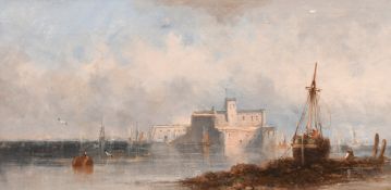 19th Century English School, a pair of oil on canvas scenes of beached fishing boats, each 8