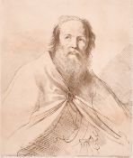 Bartolozzi after Guercino, engraving a bearded gentleman in a cloak, plate size, 12.5