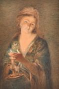 Circle of William Henry Hunt, a girl holding a candle, watercolour, 11.5