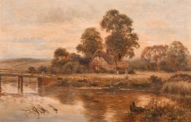 Late 19th Century English School, a pair of oil on canvas landscapes, each signed with monogram