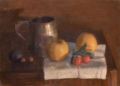 Georges Weissbort (1928-2013), crab apples with a pewter jug, oil on canvas laid down, 10