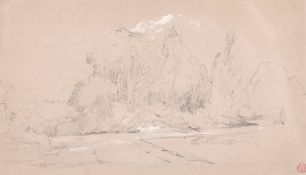 Attributed to Bernard Lens III (1682-1740) - Pen and ink drawing - Pavilion in a park setting with