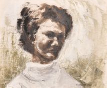 Stanley Rickard (1928-2022) - Mixed media - Shoulder-length portrait of a woman, signed and dated