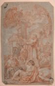 18th Century Italian School. A Sermon, Sanguine and pencil, Inscribed verso, unframed 13.25