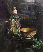 Ida Fairbairn (20th Century), a still life study of Oriental objects, signed, 16