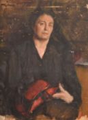 Georges Weissbort (1928-2013), a portrait study of a seated lady, oil on board, 20