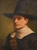 A portrait study of a Puritan, indistinctly signed and also inscribed verso, probably late 19th