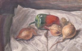 Georges Weissbort (1928-2013), a still life of a pepper and onions, along with another of fruit