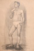 Boris Sporykhin (1928-2018), a pencil sketch of a standing male model, 22.5