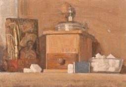 Georges Weissbort (1928-2013), still life with a coffee grinder, oil on canvas laid down, 8.5