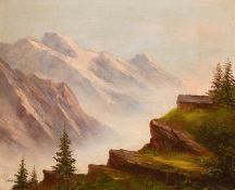 Late 19th/Early 20th Century, an alpine landscape, oil on canvas, indistinctly signed, 15