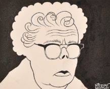 Nicolas Clerihew Bentley (1907-1978), an ink caricature of Baroness Wootton, signed, sheet size 6